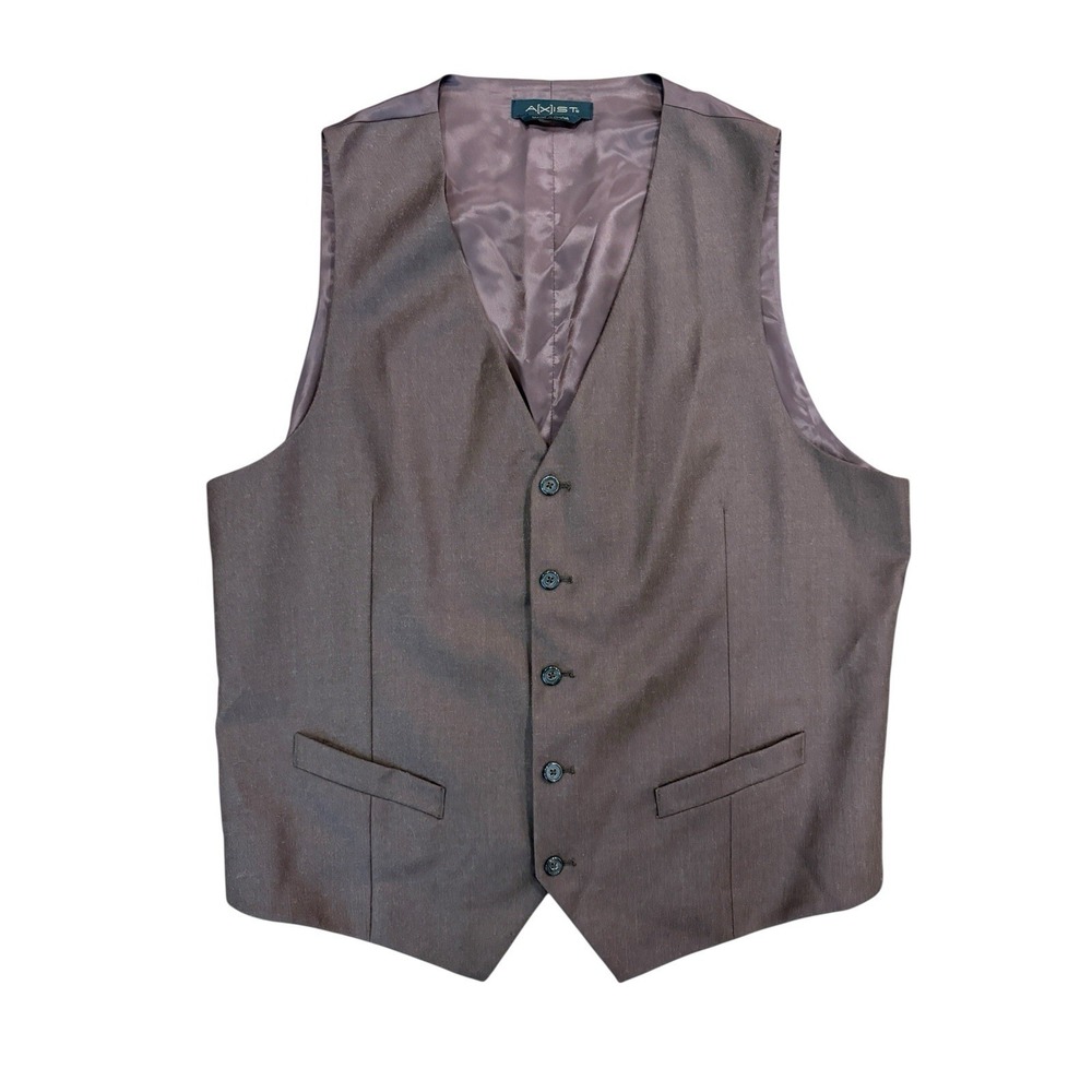 Axist Men's Wool Brown Suit Vest Sz XL Career Waistcoat Formal‎ Wedding